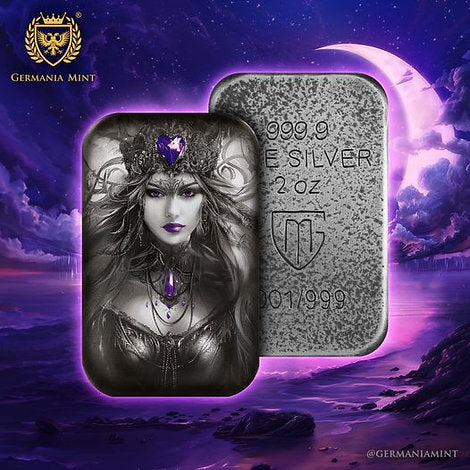 Germania Mint 2024 Goddesses: FRIGG- 2 oz 999.9 Silver Cast Bar