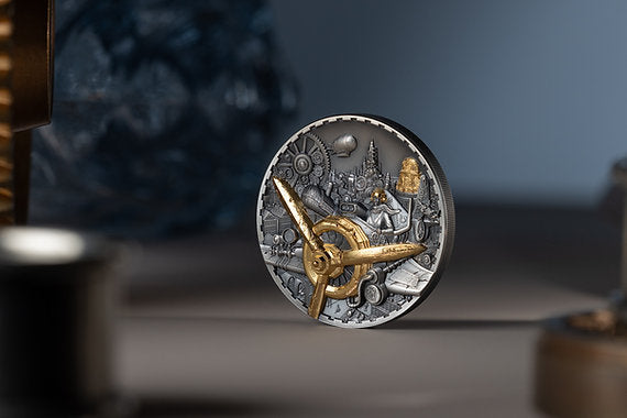 Cook Islands 2025 $20 AVIATION Steampunk 3oz .9999 Antique Silver Coin CIT Smartminting®