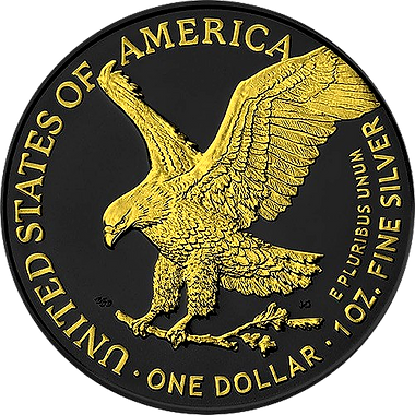 United States of America USA 2024 $1 AMERICAN EAGLE Gold & Black Platinum 1 Oz Silver Coin