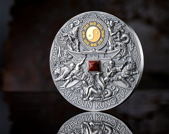 Niue 2024 $10 SHAOLIN KUNG FU Martial Arts Styles 5 Oz .999 Antique Silver Coin