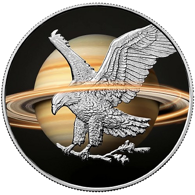 United States Of America 2024 $1 .999 1 Oz Silver Eagle Saturn - Planets of the Solar System Series 1oz Colourised Silver Coin