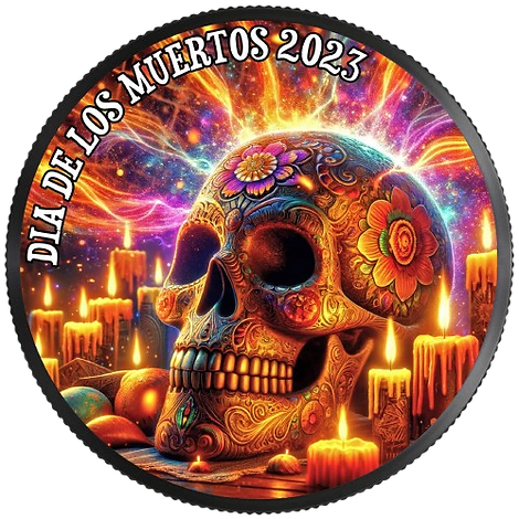 Mexico 2023 Libertad 1 Onza DIA de los MUERTOS 1oz .999 Silver Black Ruthenium