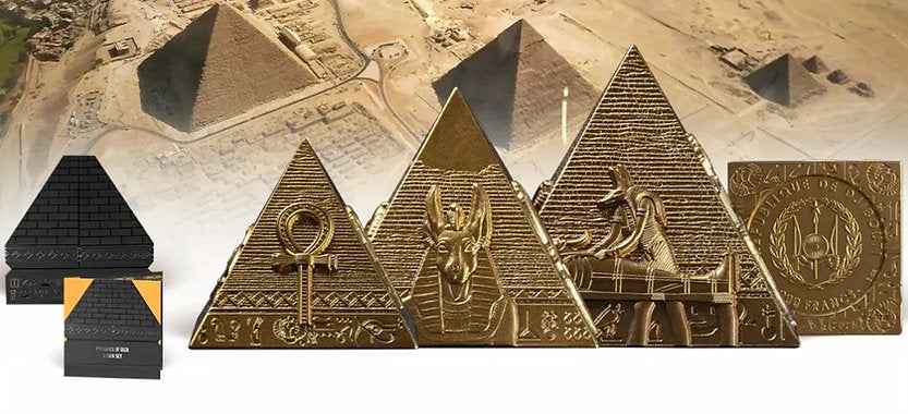 Djibouti 2026 200 Francs PYRAMIDS OF GIZA - 3 Coin Set - 6 oz .999 Antique Silver Coins