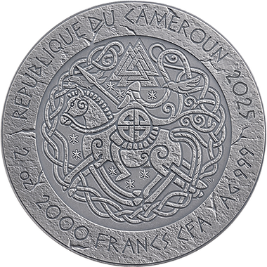 PRE-ORDER Cameroon 2025 2000 Francs KING CNUT THE GREAT: The Way to Valhalla 2oz .999 Antique finish Silver