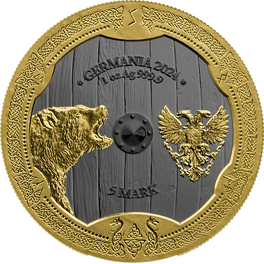 Germania Mint 2024 5 Mark Valkyries Solveig Valhalla 1 oz .9999 Silver Black and Gold