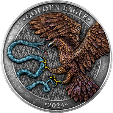 Germania Mint Malta 2024 10 Euro GOLDEN EAGLE 2 oz 999.9 Antique Silver BU HR Limited Edition