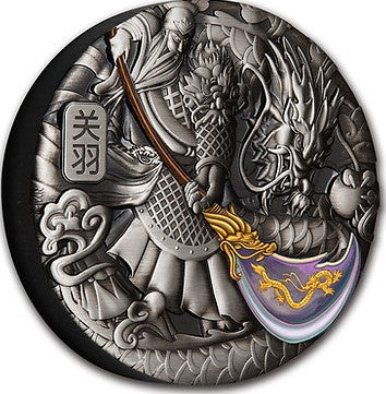 Tuvalu 2020 $5 GUAN YU – CHINESE WARRIOR GOD 5 oz .999 Pure Silver Antiqued Coin 388 Made