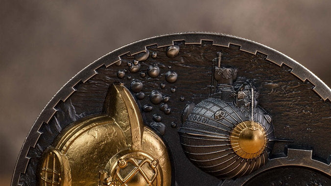 Cook Islands 2024 $20 NAUTILUS Steampunk 3oz .9999 Antique Silver Coin CIT Smartminting®