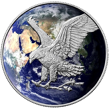 United States Of America 2024 $1 .999 1 Oz Silver Eagle EARTH - Planets of the Solar System Series 1oz Colourised Silver Coin