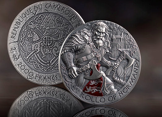 Cameroon 2026 2000 Francs ROLAND OF NORMANDY: The Way to Valhalla 2oz .999 Antique finish Silver