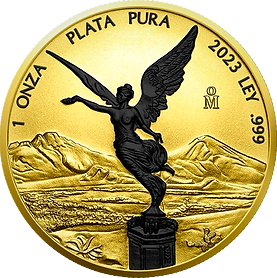 Mexico 2023 Libertad 1 Onza .999 Silver 24k Gold & Black Platinum
