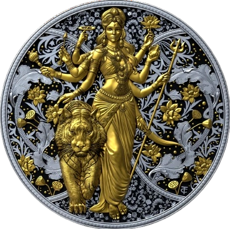 Cameroon 2025 2000 Francs CFA DURGA Rhuthenium Dark Gilded 1 oz .9999 Silver Coin