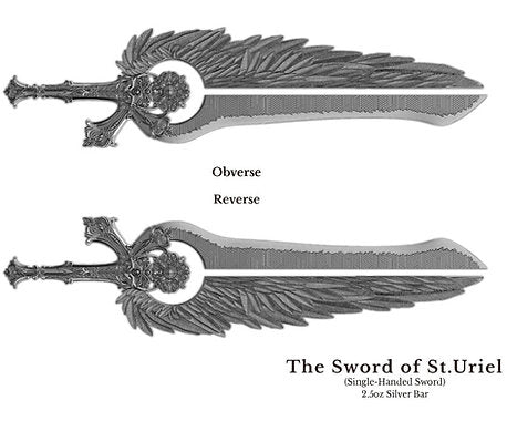 KOMSCO South Korea 2025 Sword of St. Uriel Angel 2.5 oz .999 Silver Stacker High Relief