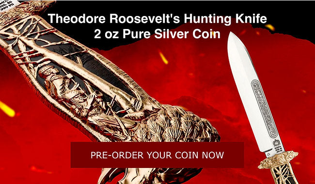Samoa 2025 $5 Theodore Roosevelt's Hunting Knife 2 oz Pure Silver Coin