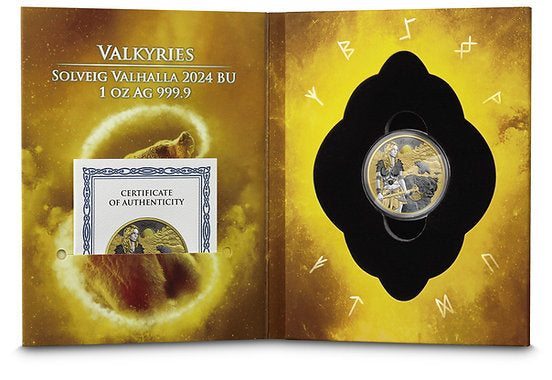 Germania Mint 2024 5 Mark Valkyries Solveig Valhalla 1 oz .9999 Silver Black and Gold