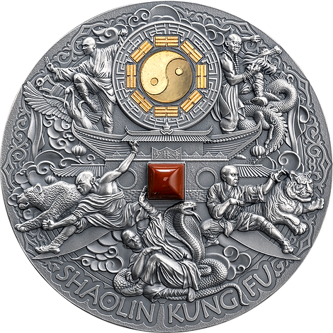 Niue 2024 $10 SHAOLIN KUNG FU Martial Arts Styles 5 Oz .999 Antique Silver Coin