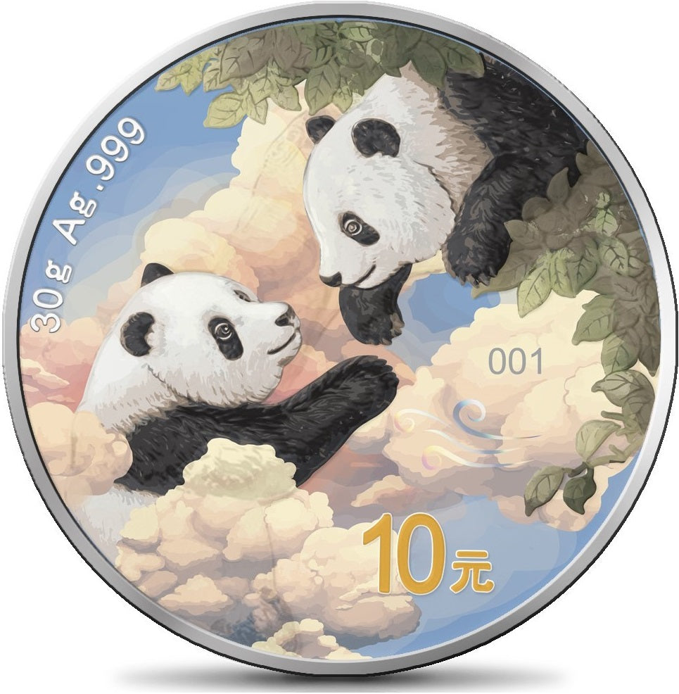 China 2023 10 Yuan Panda Four Elements EARTH AIR FIRE WATER Set of 4 x 30g .999 Silver Coin