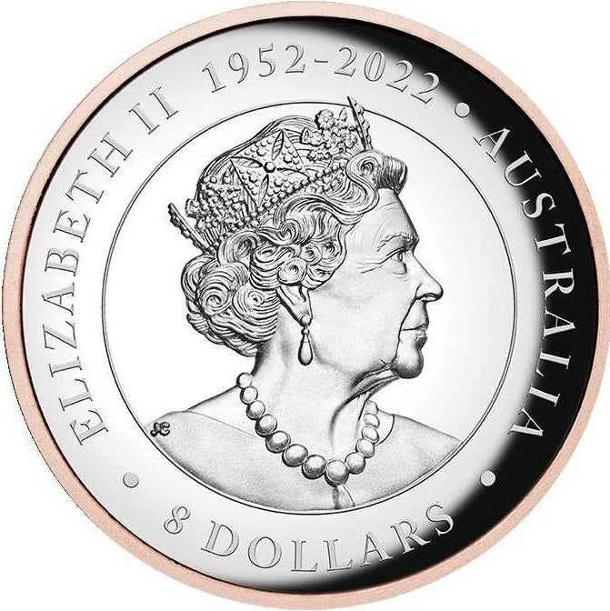 Australia 2023 $8 AUSTRALIAN KOALA 5 Oz .9999 Silver Coin Rose Gold Gilding