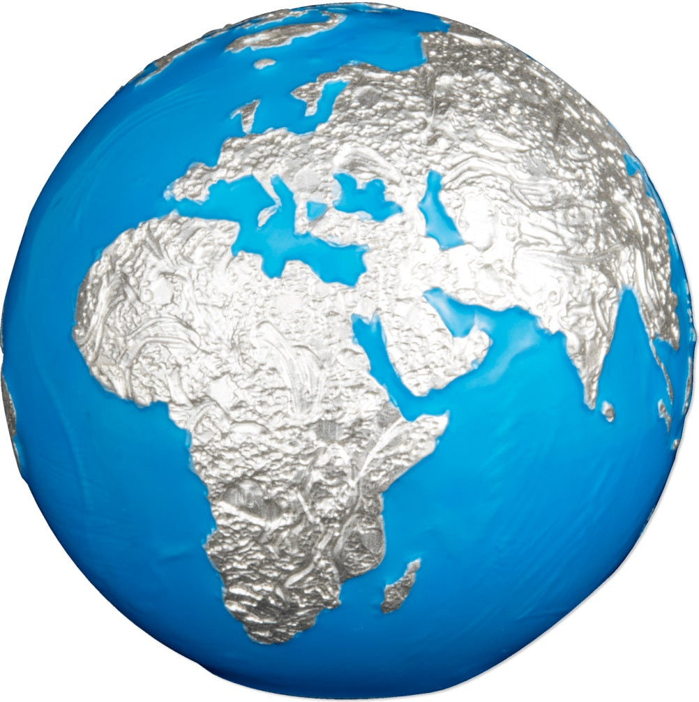 Barbados 2023 $5 Blue Marble Glow in the Dark Spherical 3 Oz Silver Coin