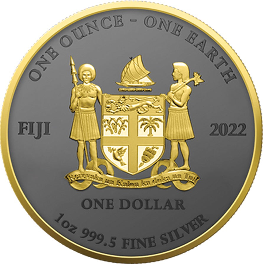 Fiji One Earth - Kontinente - Süd Amerika - 1 oz Silbermünze 2022 Color UV