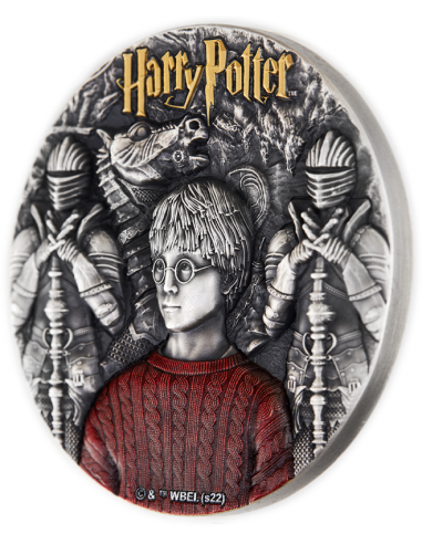 Niue 2022 $5 HARRY POTTER AND THE PHILOSOPHERS STONE 2 Oz Coloured Antique Silver Coin