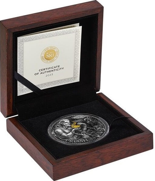 Cameroon 2023 3000 Francs Prometheus- The Great Greek Mythology 3 Oz Antique Silver Coin 333 Minted