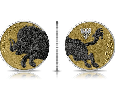 Germania Mint 2025 Germania Beasts: Gullinbursti Geminus 2 X 1oz .9999 Silver Gold and Black Edition