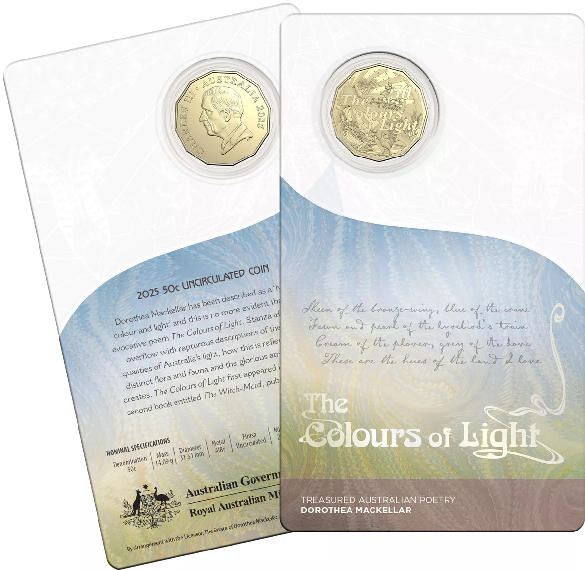 Australia 2025 50 Cents DOROTHEA MACKELLAR TREASURED AUSTRALIAN POETRY 3-Coin Al-Br Uncirculated Set