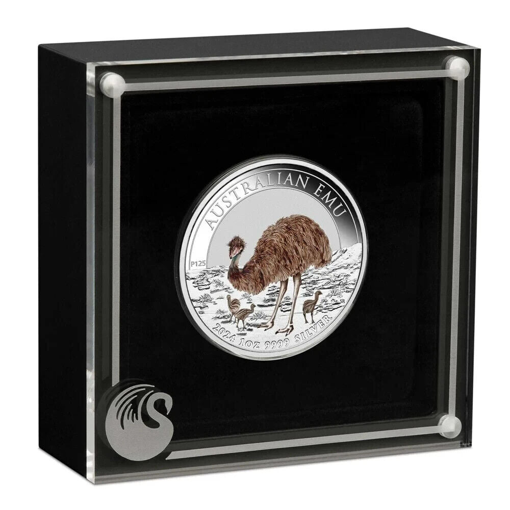 Australia 2024 $1 Australian Emu 1oz Silver Coloured Coin PERTH MINT
