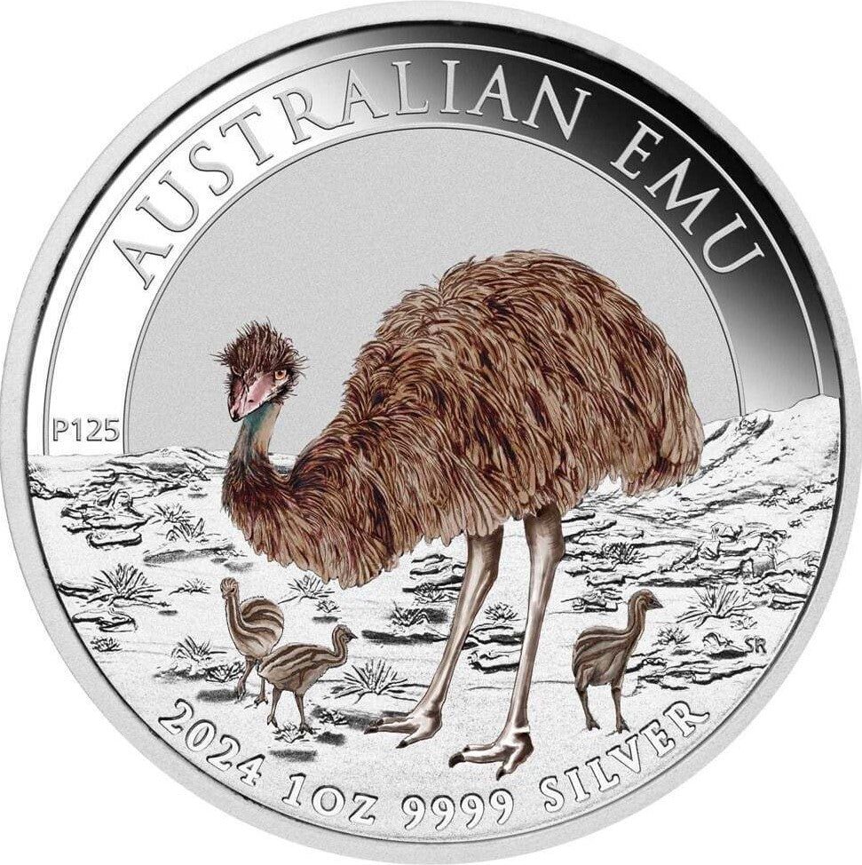 Australia 2024 $1 Australian Emu 1oz Silver Coloured Coin PERTH MINT