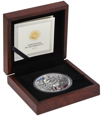 Ghana 2024 10 Cedis UKRAINE BATTLE HARDENED 2oz Antique Silver High Relief Coin