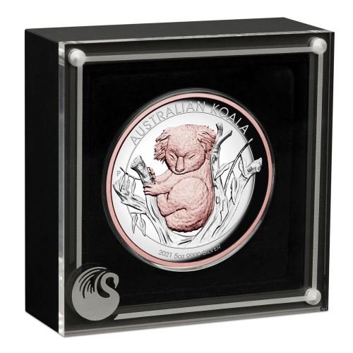Australian Koala 2021 $8 5oz Silver Proof High Relief Gilded Coin