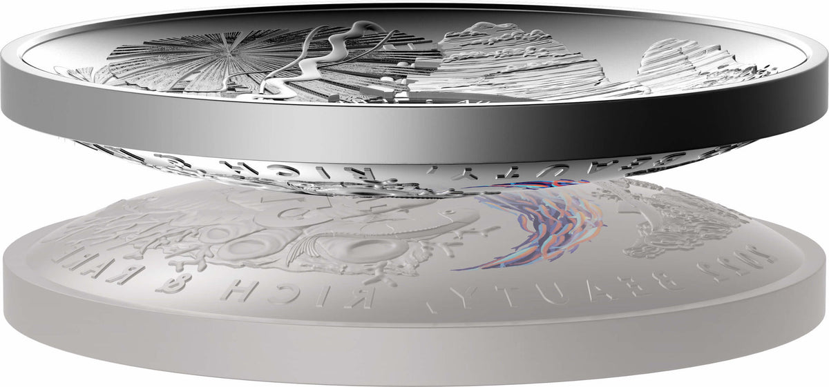Australia 2022 $5 Beauty Rich & Rare Great Barrier Reef Silver Coloured Proof Domed Coin