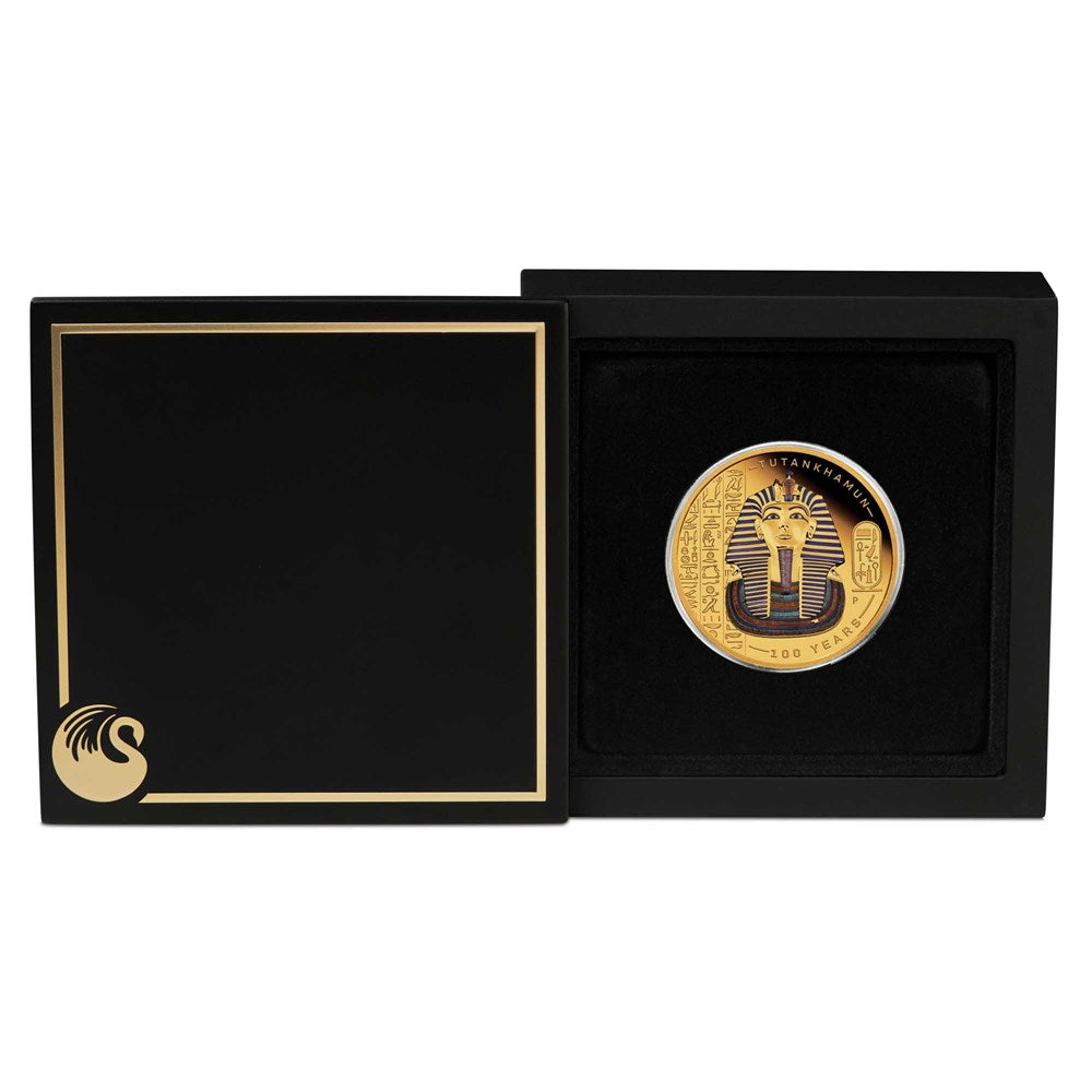 Tuvalu 2022 Tutankhamun Discovery 100 Year Anniversary 2022 1oz Gold Proof Coloured Coin Perth Mint