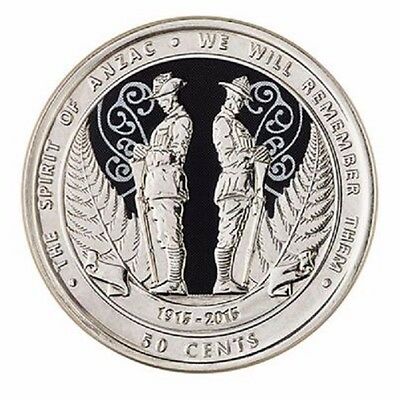 New Zealand: 2015 50 Cent ANZAC First Coloured Coin ex roll