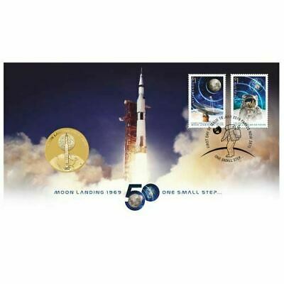 Australia 2019 $1 Moon Landing 50th Anniversary Stamp and Coin Cover PNC Neil Armstrong Recording
