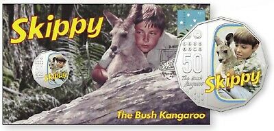 Australia 2020 50 Cent Coloured Uncirculated Skippy the Bush Kangaroo 50th Anniversary Stamp and Coin Cover PNC