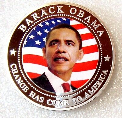 Liberia 2009 $5 Barack Obama Proof Coloured Silver Plated