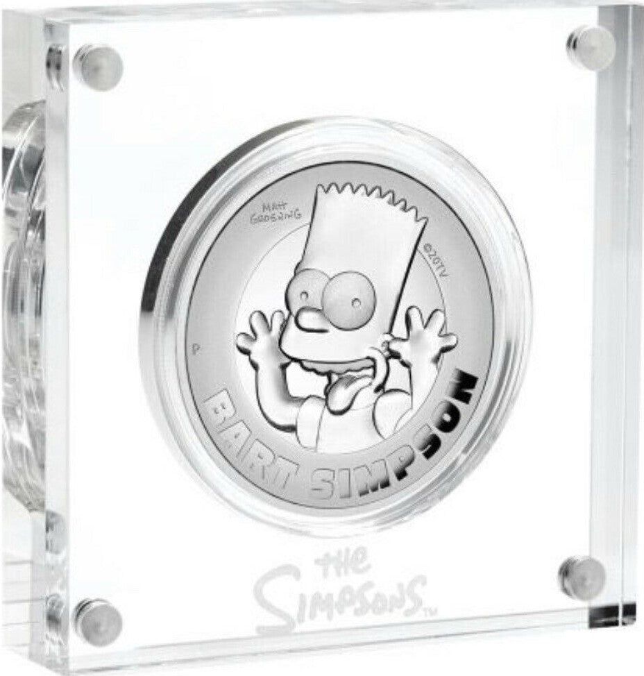Tuvalu 2022 $2 The Simpsons - Bart Simpson 2oz Silver Proof High Relief Coin Perth Mint