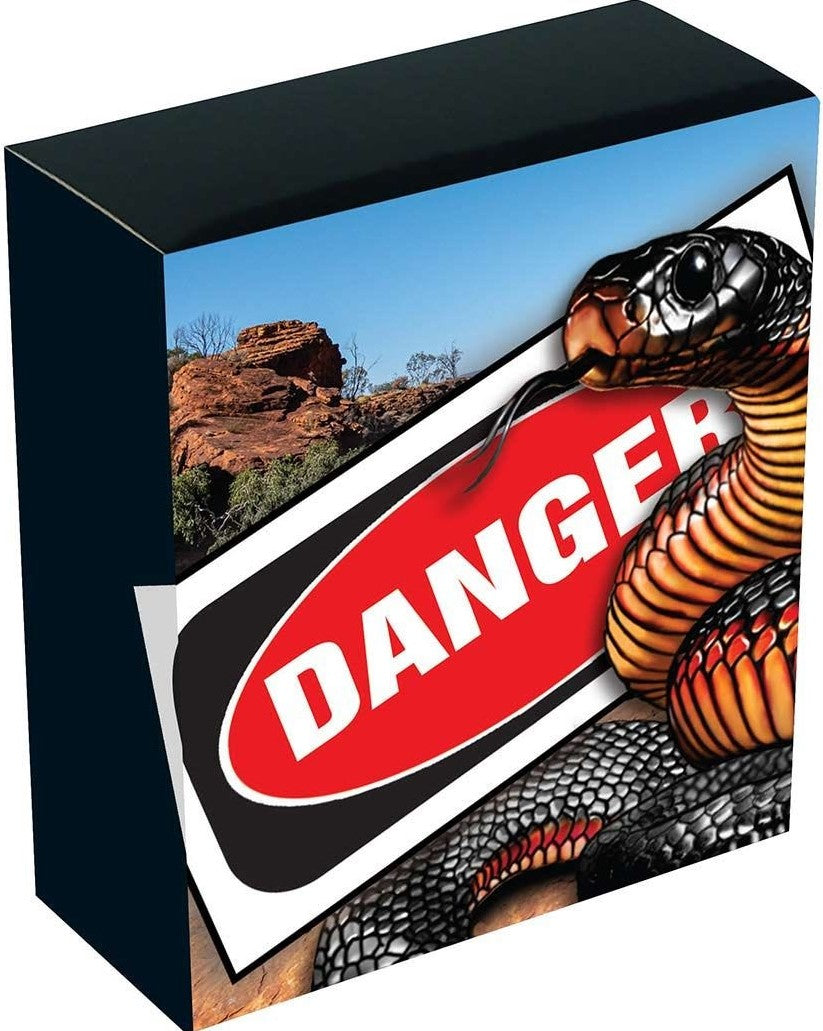 Niue 2022 $1 Deadly & Dangerous Red-Bellied Black Snake Coloured 1oz 99.99% Silver Proof Coin