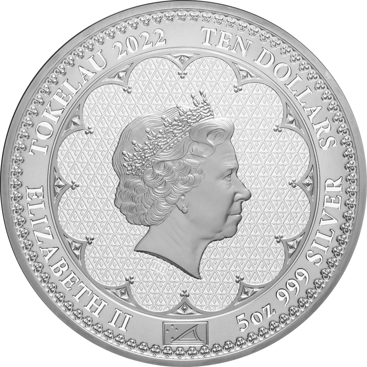 Tokelau 2022 $10 Queen Elizabeth II Platinum Jubilee 5oz .999 Silver Proof with Diamond