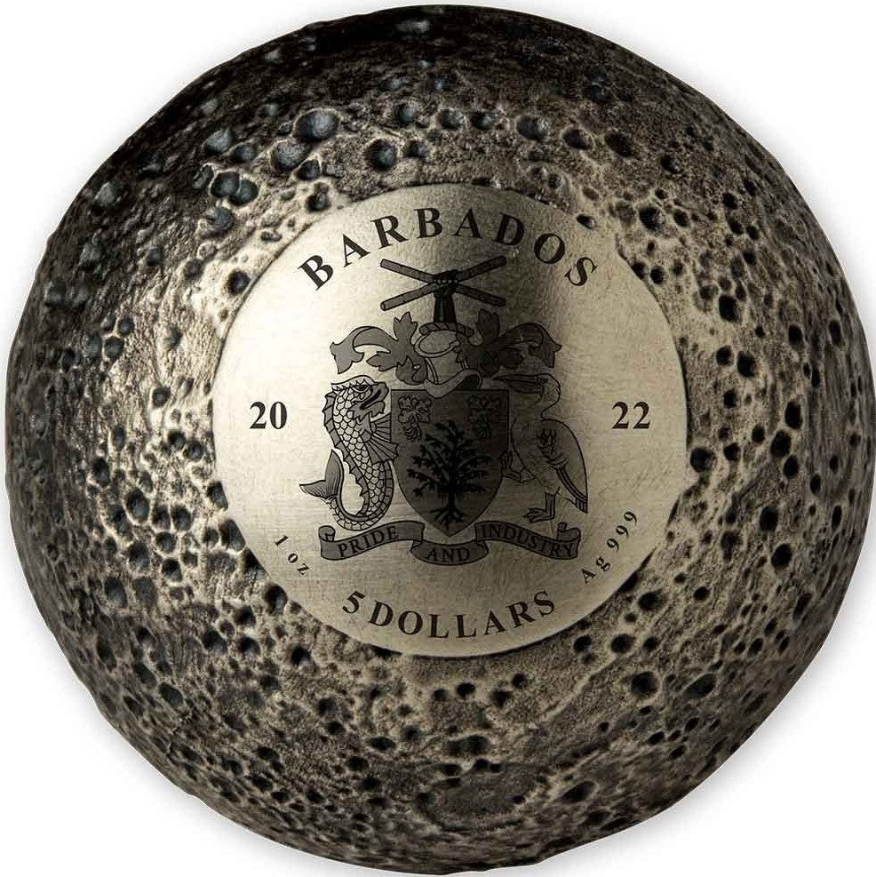 Barbados 2022 $5 Mercury Sphere 1oz Silver Antiqued Coin