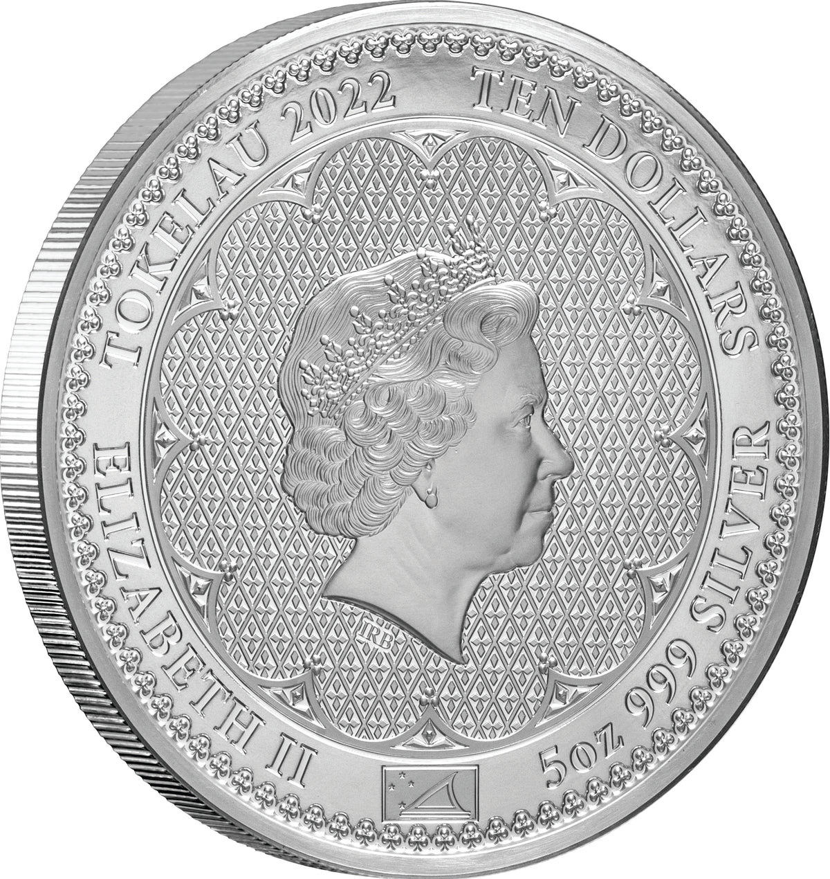 Tokelau 2022 $10 Diana Princess of Wales Rose-Gold Plated Coloured 5oz Silver Proof Coin Obverse