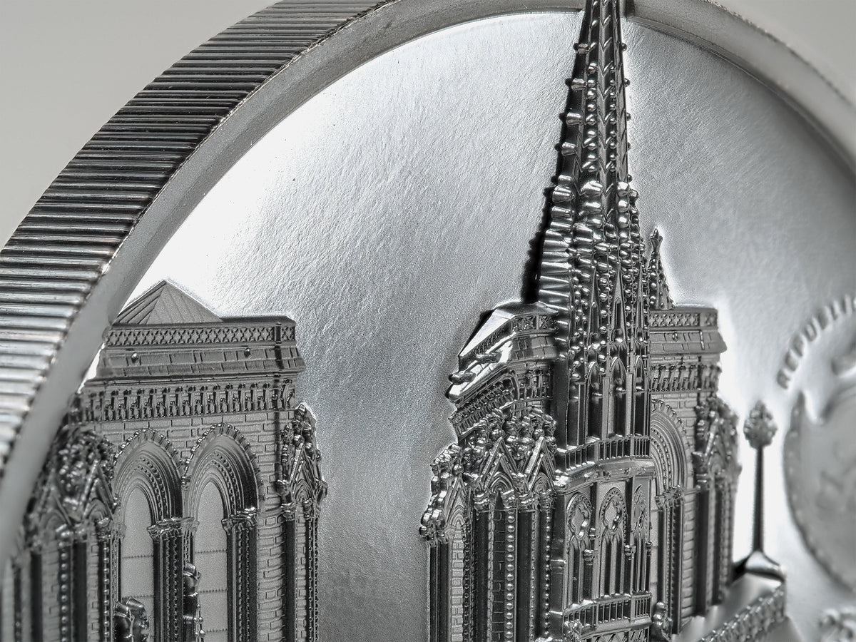 Palau 2021 $25 Notre Dame de Paris Tiffany Art 5 Oz Black Silver Proof Coin CIT Smartminting®