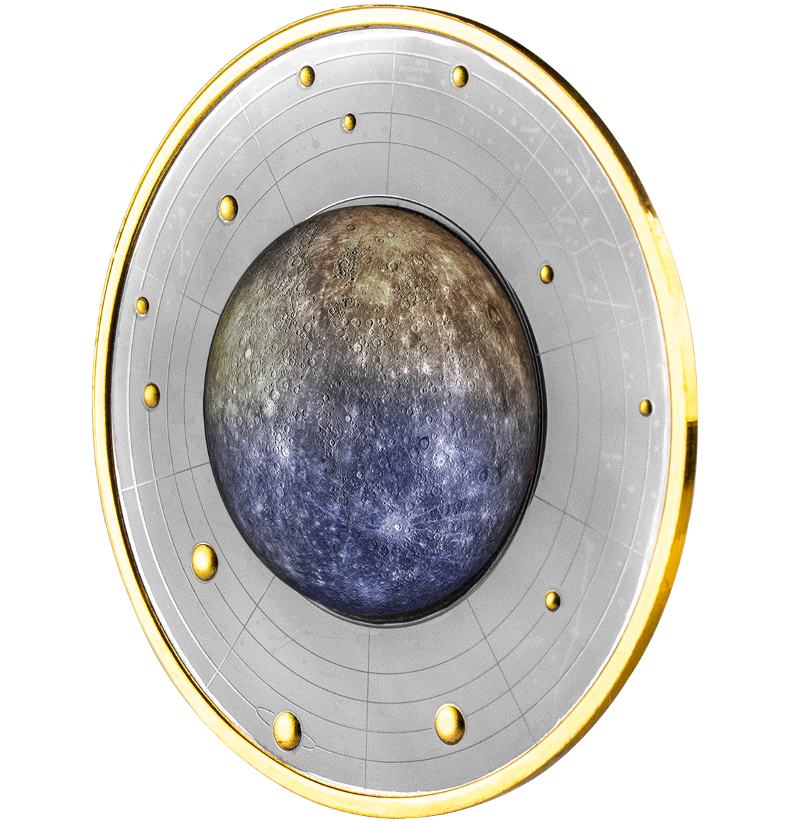 Cameroon 2021 500 Francs Silver Ruthenium Proof Coin - Solar System Series - Mercury with Magnifying Lens Coloured