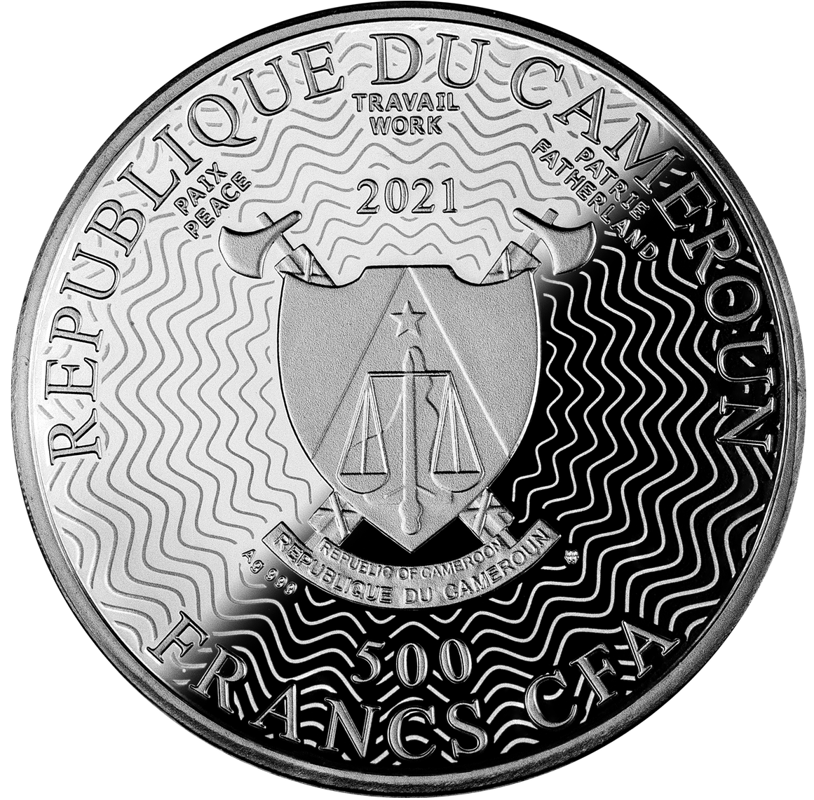 Cameroon 2021 500 Francs Silver Ruthenium Proof Coin - Solar System Series - Mercury with Magnifying Lens Coloured
