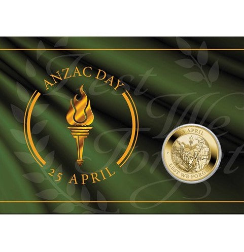 Australia: 2022 $1 Lest We Forget ANZAC Day P Mintmark Coin in Card Perth Mint