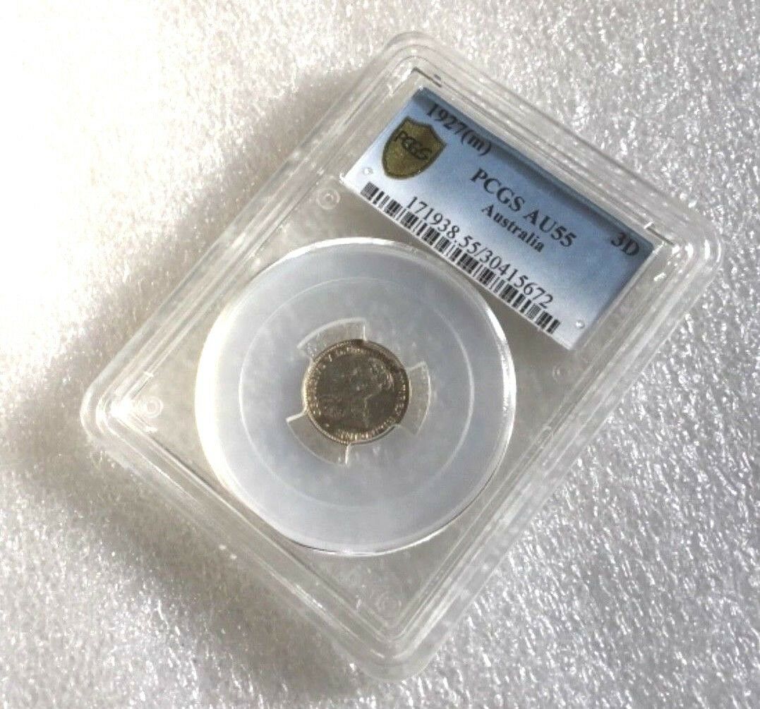 Australia 1927 3d Threepence Silver PCGS AU55