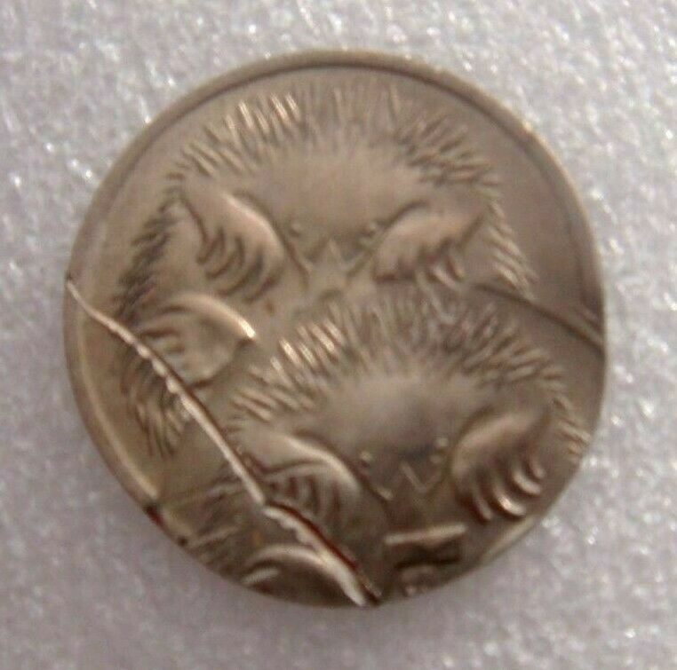 Australia 1975 5 Cent Error Double Strike Uncirculated Twin Echidna