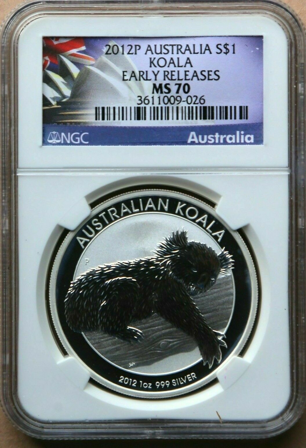Australia 2012P $1 Koala Early Releases NGC MS70 1oz Silver Uncirculated Perth Mint